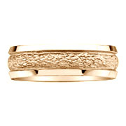 14K Yellow Gold Stone Finish Center Wedding Band