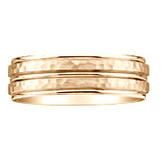 14K Hammer Textured Designer Yellow Gold Wedding Band