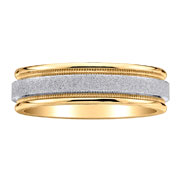 14K White and Yellow Gold Satin Design Wedding Band