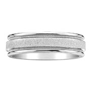 14K White Gold Satin Design Wedding Band