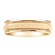 14K Yellow Gold Satin Design Wedding Band