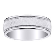 Textured Milgrain 14K White Gold Wedding Ring