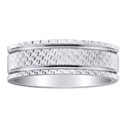 Double Engraved Row Textured 14K Wedding Ring