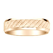 Beveled Edge 6mm Textured Center 14K Wedding Band