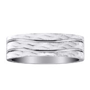 Wave Pattern 7mm 14K White Gold Wedding Band