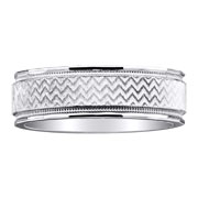 Zig Zag Pattern 14K White Gold Wedding Band
