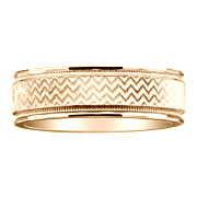 Zig Zag Pattern 14K Yellow Gold Wedding Band