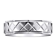 Diamond Pattern 14K White Gold Wedding Band