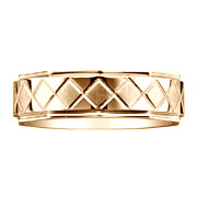Diamond Pattern 14K Yellow Gold Wedding Band