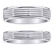 Faceted Multi Row 14K White Gold Bridal Band Set