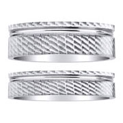 Textured 14K White Gold Unique Wedding Band Set
