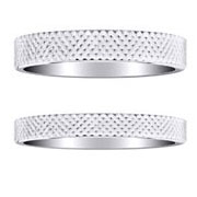 Unique Textured 14K White Gold Wedding Bands for Him & Her