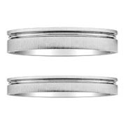 14K Brushed Designer Wedding Band Set