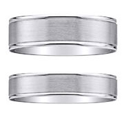 14K White Gold Brush and Polished Wedding Ring Set