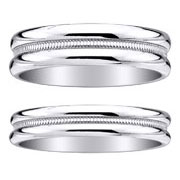 Matching 6mm & 8mm 14K White Gold Wedding Band Set