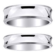 Concave 14K Beveled Edge Men's and Women's Wedding Bands