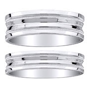 14K White Gold Designer Band Set