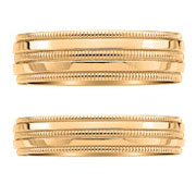 14K Yellow Gold Double Row Designer Wedding Band Set