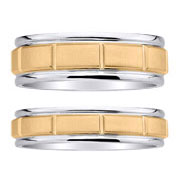14K Two Tone Gold Designer Couple's Band Set