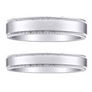 Carved Edge 14K White Gold Matching Ring Set
