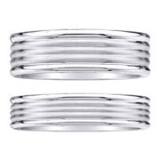 14K White Gold 5 Row Stack Design Wedding Ring Set