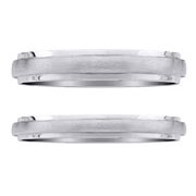 14K White Gold Brush Raised Center Wedding Band Set