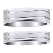 Double Row Wave 14K White Gold Men & Women's Bands