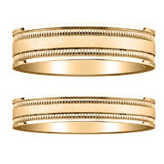 Milgrain 14K Yellow Gold Matching Wedding Band Set