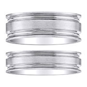 14K White Gold Designer Wedding Band Set