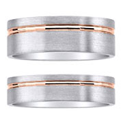 Carved Row 14K Two Tone Gold Wedding Ring Set