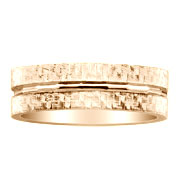 Center Carved 14K Yellow Gold Textured Wedding Band
