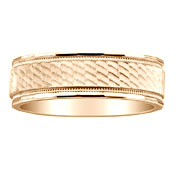 Milgrain Textured 14K Yellow Gold Band