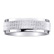 7mm Raised Center Textured 14K Wedding Band
