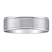 Brush and Polished 6mm 14K White Gold Wedding Band