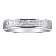 5mm 14K White Gold Hammer Design Wedding Band