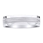 Carved Design Center 14K White Gold Wedding Band