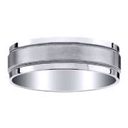 Brushed Center Milgrain Titanium Wedding Band