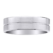 Ridge Brush Finish 14K White Gold Band