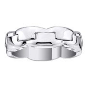 14K White Gold Interlocking Design Wedding Band