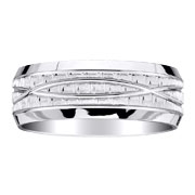 Beveled Edge Carved and Textured 14K Wedding Band