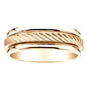 Striped Pattern Yellow Gold 14K wedding Band