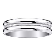 Milgrain Center 6mm 14K White Gold Wedding Band