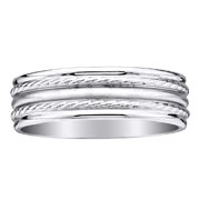 14K Double Rope Pattern White Gold Wedding Ring