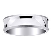 14K Beveled Edge Concave 7mm White Gold Wedding Band