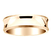 14K Beveled Edge Concave 7mm Yellow Gold Wedding Band