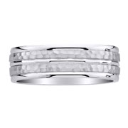 Double Row Hammer Finish 14K Wedding Band