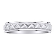 14K White Gold Braid Carved 5mm Wedding Band