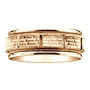 8mm Textured Milgrain 14K Yellow Gold Wedding Band
