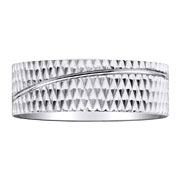 Engraved Pattern 14K White Gold Wedding Band