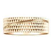 Engraved Pattern 14K Yellow Gold Wedding Band